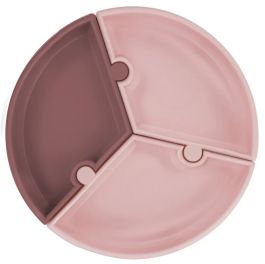 Farfurie Puzzle Minikoioi, 100% Premium Silicone – Pinky Pink/Velvet Rose